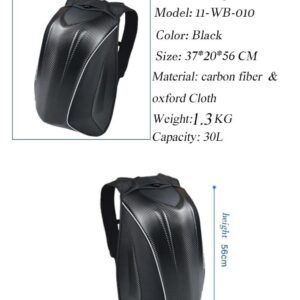 Waterdichte Motorrugzak met Harde Schelp voor Heren - Ruime Carbon Fiber Tas voor Fietsen en Reizen