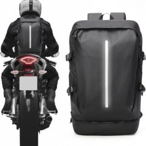 Waterdichte Motorrugzak voor Dames en Heren - Grote Reisrugzak met Schoenenvak - Lichtgewicht Zwart
