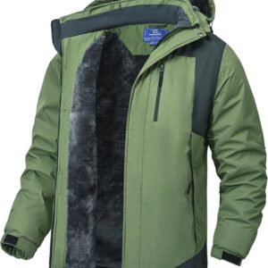 Waterdichte Ski Jassen voor Heren - Fleece Gevoerde Thermische Parka - Hooded Regenjas