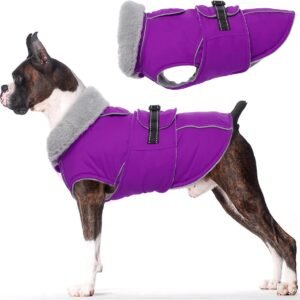 Waterdichte en warme winterjas voor honden met fleecevoering en reflectie