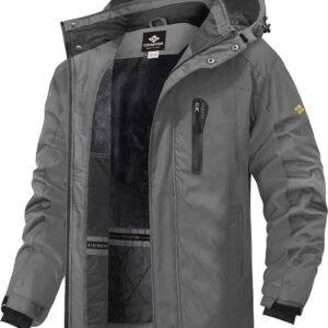 Waterdichte en winddichte bergski-jack voor heren met capuchon en fleecevoering