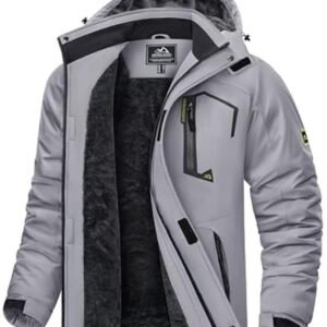 Waterdichte fleece herenjas voor winter en outdoor activiteiten met afneembare capuchon