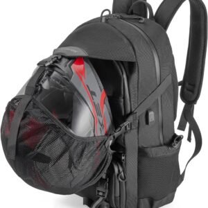 Waterdichte motorhelm rugzak 50L - uitbreidbare touring rugzak met USB, reflecterend en laptop vak - zwart