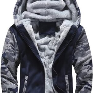 Winter Capuchontrui Heren - Fleece Gevoerd Sweatjack met Ritssluiting en Lange Mouwen