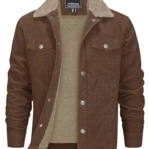 Winter Corduroy Jas voor Heren met Sherpa Voering en Revers Kraag