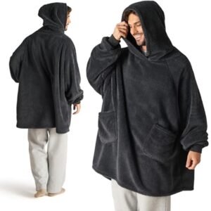 Winter Fleece Jas voor Mannen - Deken met Mouwen en Kap