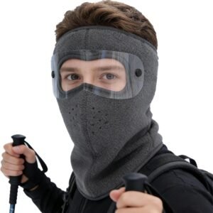 Winter Gezichtsmasker - Warm Hoofddeksel - Buiten Sporten - Afneembare Goggles - Circa 60cm Omtrek - Grijs