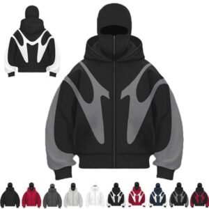 Winter Hoodie met Bivakmuts en Rits, Fleece Kap Met Ingebouwd Masker voor Heren