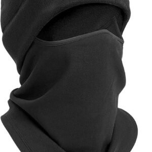 Winter bivakmuts voor dames en heren - Gezichtskap balaclava van zacht en warm fleece - Ideaal voor wielersport en skiën - Zwart - One size