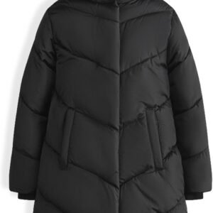 Winterjas voor meisjes met capuchon - Lange gevoerde bufferjas met winddichte mouwen