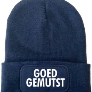 Wintermuts Heren - Warme Beanie - Wintersport - Met Witte Print - Navy