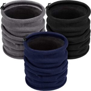 Winterse Wollen Halswarmer Set van 3 - Dubbelzijdig, Warm en Multifunctioneel in Zwart, Blauw en Grijs