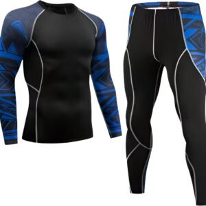 WoYoW® - Mannen Fleece Ski Thermisch Ondergoed Set - Compressie - Winter Warm Kompres Lange - Onderbroek Shirt & Tops Bottom pak - Warmte - XS - Blauw