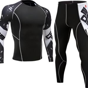 WoYoW® - Mannen Fleece Ski Thermisch Ondergoed Set - Compressie - Winter Warm Kompres Lange - Onderbroek Shirt & Tops Bottom pak - Warmte - XS - Wit/Zwart