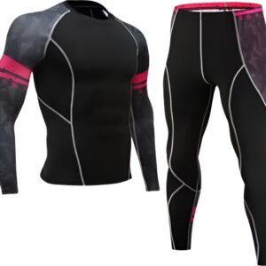 WoYoW® - Mannen Fleece Ski Thermisch Ondergoed Set - Compressie - Winter Warm Kompres Lange - Onderbroek Shirt & Tops Bottom pak - Warmte - XXXL - Pruim