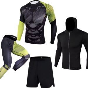 WoYoW® - Winter Thermokleding Set Mannen - 3D Print Sparta - Warm Base Layer - Compressie - Lange Mouwen - Maat XL - Groen/Zwart