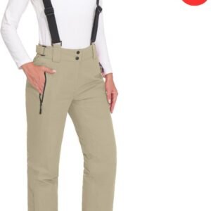 Xerolax Skibroek - Skipak - Snowboard Broek - Winterbroek - Sneeuwbroek - Dames - Wintersport - Bretels - Khaki - Maat M