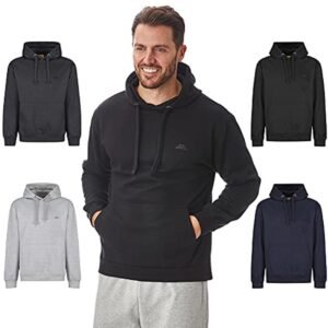 Zachte Fleece Pullover Hoodie voor Heren - Eco-vriendelijk, Gerecycled Katoen, Zwart, Klein